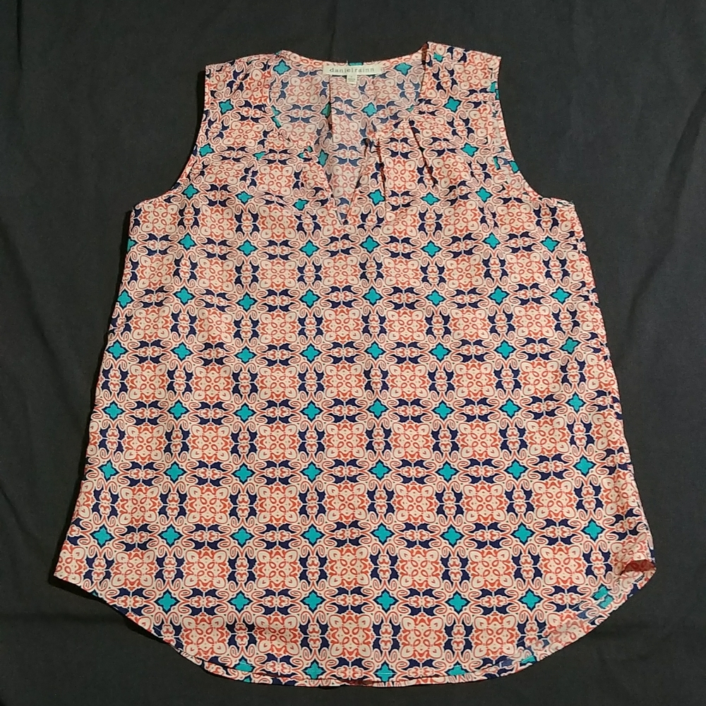 Like-New Women's Daniel Rainn Chiffon Orange Tank Size Small